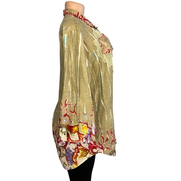 Antica Sartoria Nautical Shirt Blouse Sea  Stars Beach Vacations Resort - Picture 7 of 12